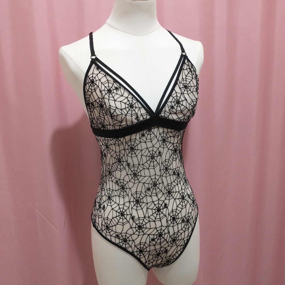 Victoria's Secret Gothic Mesh Spider Web Bodysuit (Size Medium) - Picture 7 of 7